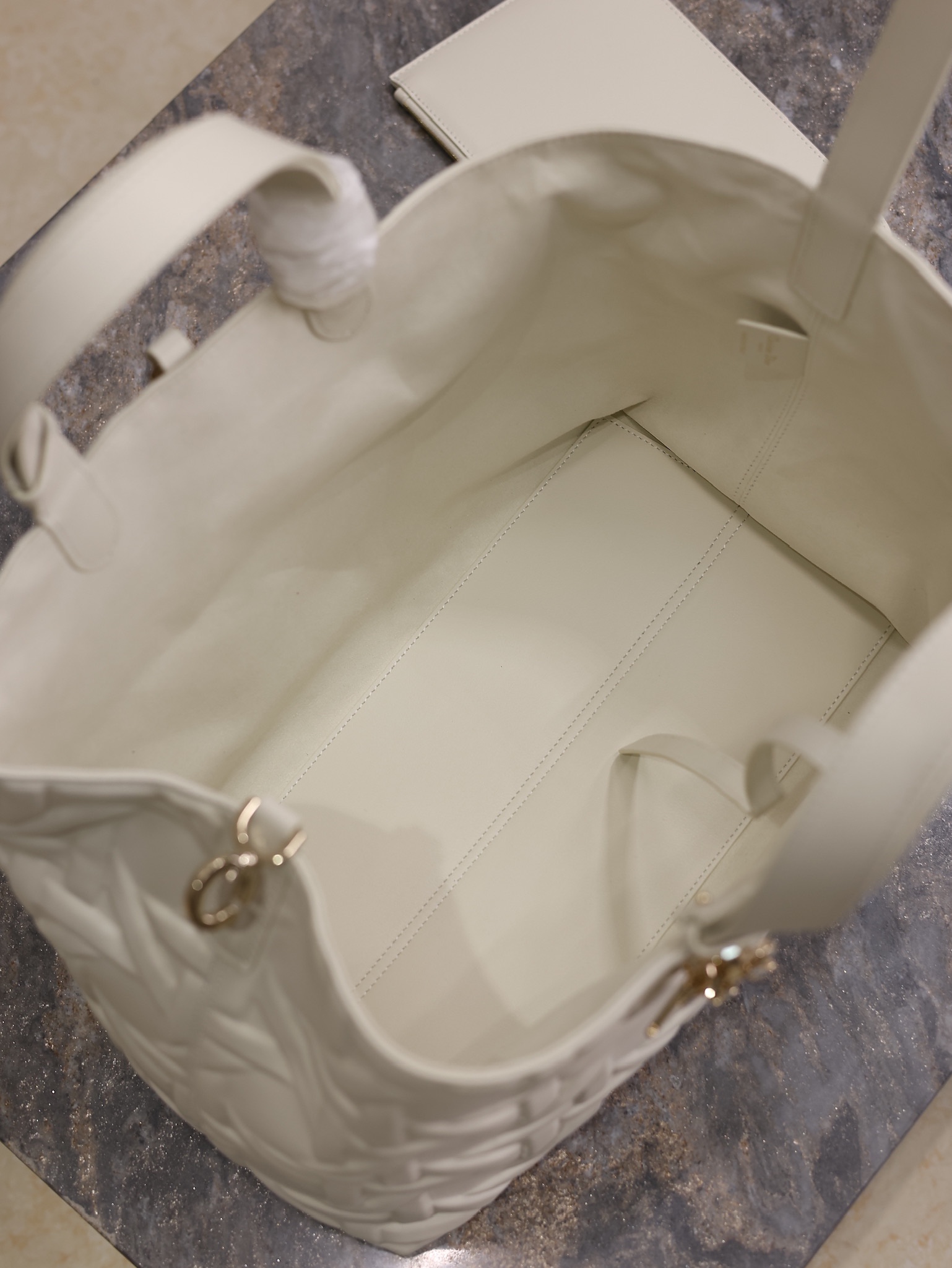 Large Dior Toujours Bag White Graphic Cannage Calfskin